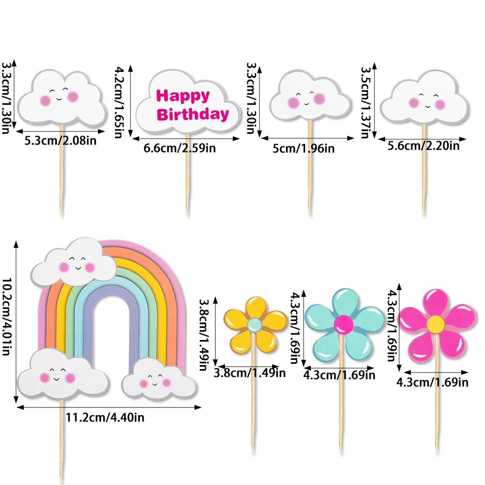 1 компл. Радужный топпер для торта цветы звезды облака Радужные украшения товары