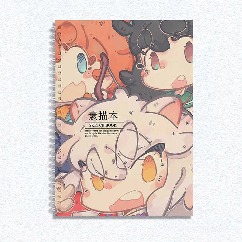A4 Hard Shell Sketchbook Color Anime Cover Art Students Special Thickened Loose-leaf Color Lead Mark Book Learning Stationery