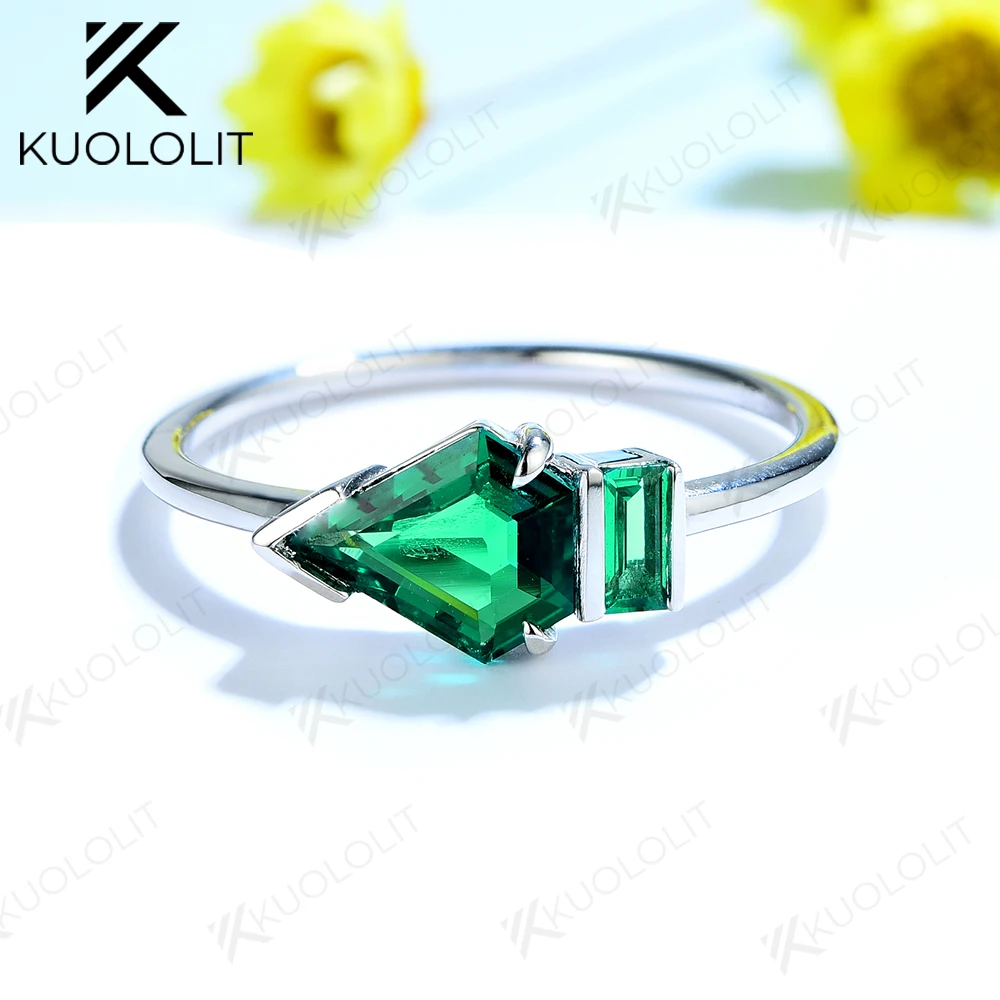 

Kuolit Lab Grown колумбийский изумруд кольцо для женщин и мужчин Твердое 14 к 10 к желтое золото кольцо в форме бриллианта для свадьбы помолвки подарки