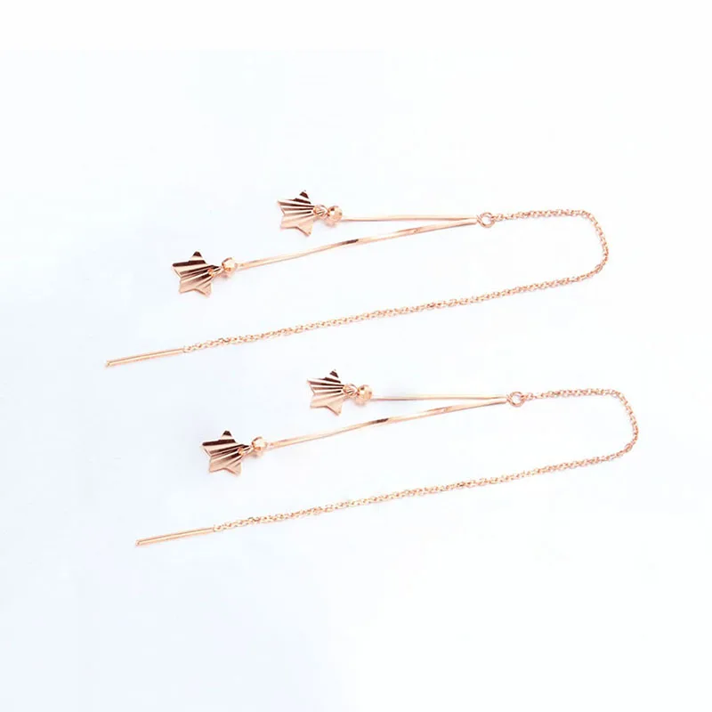 Классические длинные серьги из 585 фиолетового золота со звездами с покрытием 14 к