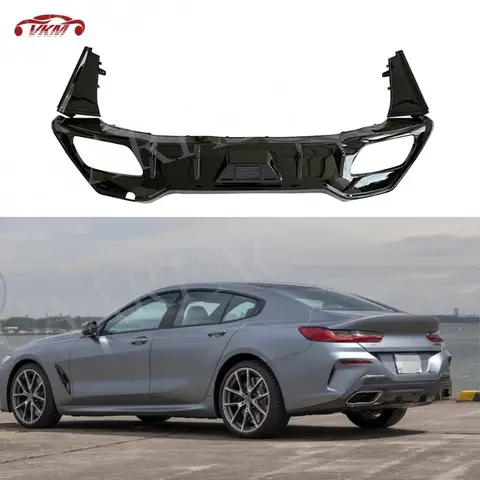 Диффузор заднего бампера, разделители губ для BMW 8 серии G16 M Sport, 4-дверный фартук с клапанами OO-OO 2021 и светодиодной подсветкой