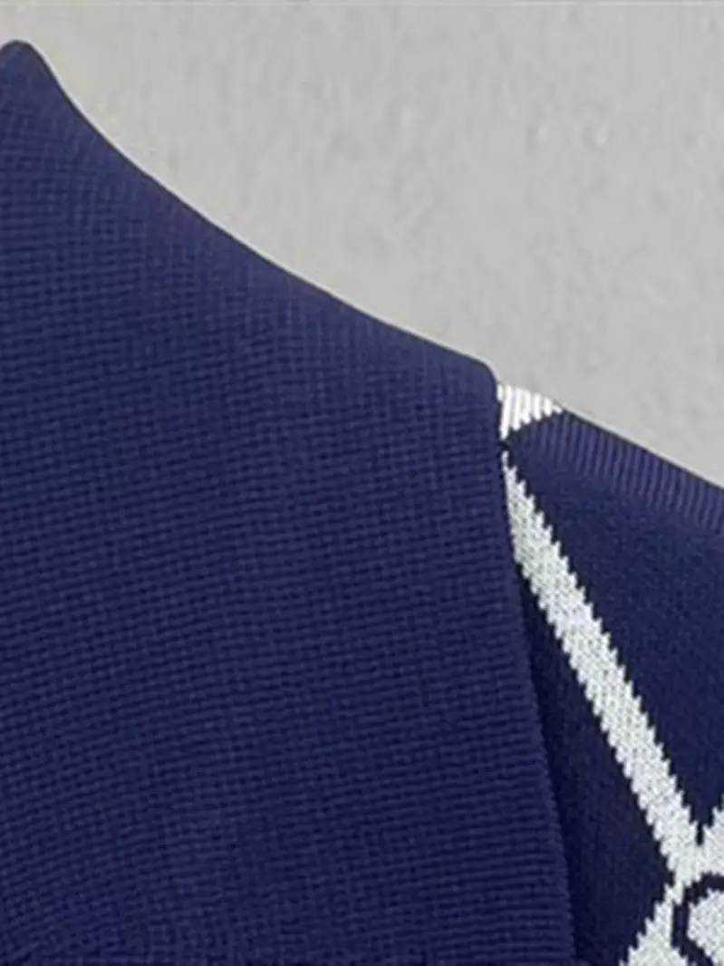 Diamond Check Stretch Knit Mini Dress for Women 2022 New Short Sleeve Ladies Letter Printed V-Neck French Short Robe
