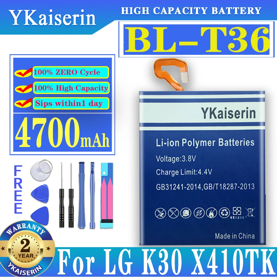 

Аккумулятор ykaisсеребрин BL-T36 4700 мАч для LG K30 X410TK BL T36 BLT36 стандартная батарея + Бесплатные инструменты