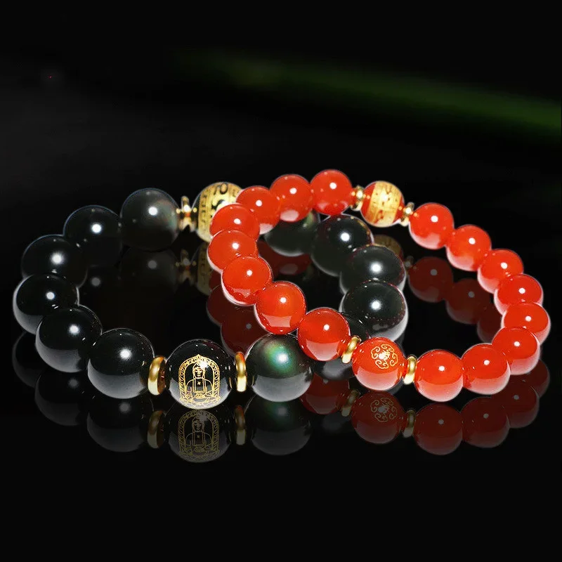 Горячая Распродажа натуральные пары ручной вырезания два цвета обсидиановый