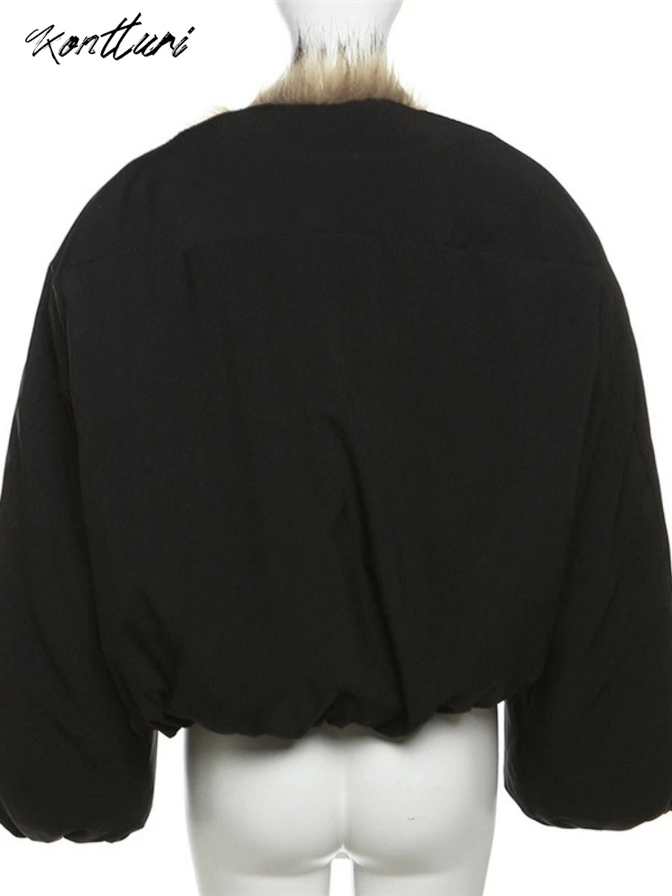 Kontturi зимняя куртка-пуховик женская 2024 лоскутная эластичная пуховая куртка с