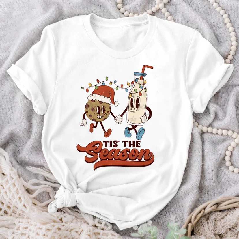 

Harajuku Women's T-shirt Cartoon Fashion Print Trend Merry Christmas New Year Santa Claus Trend Holiday Top Pattern T-shirt Trav