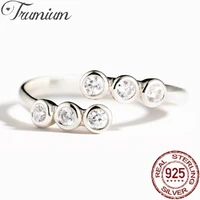 trumium 100 925 sterling silver opening ring simple round single row delicate zircon rings for women fashion party jewelry gift