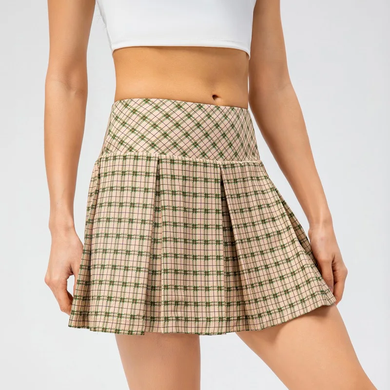 

Women's Plaid Tennis Short Skirts Pleated Athletic Skorts Sports Golf Running Mini Skirt With Pockets Built-in Shorts