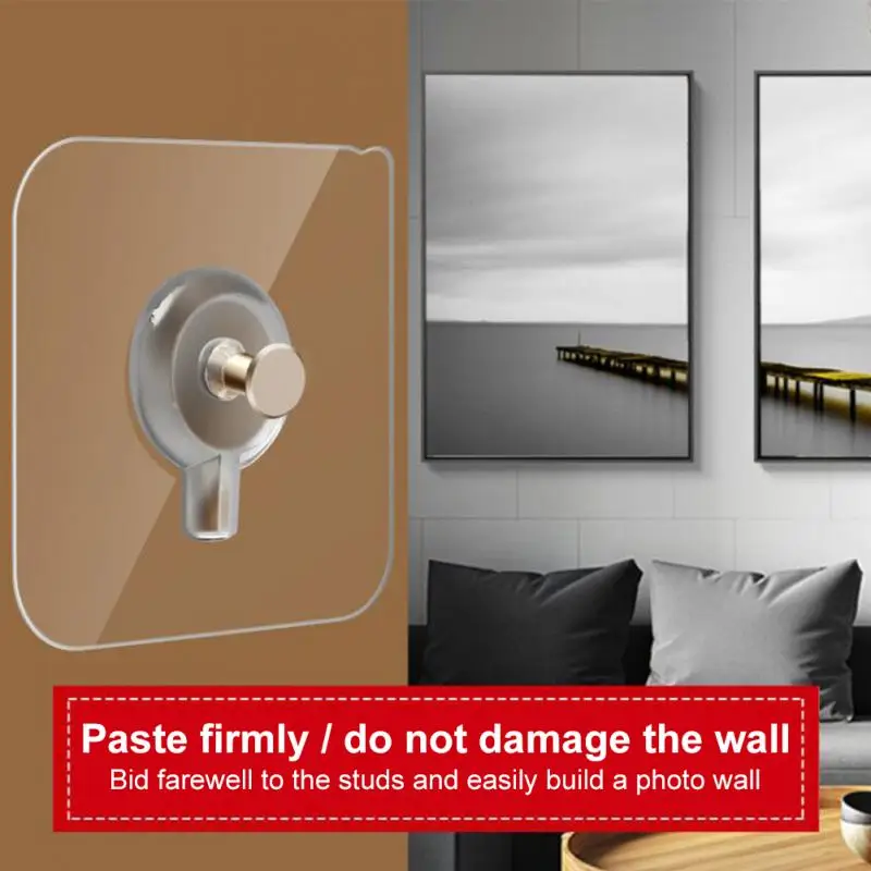 

1PCS PVC Wall Hook Strong Adhesive Nails Wall Poster Seamless Waterproof Durable Transparent Kitchen Bathroom Screw Hook Hanger
