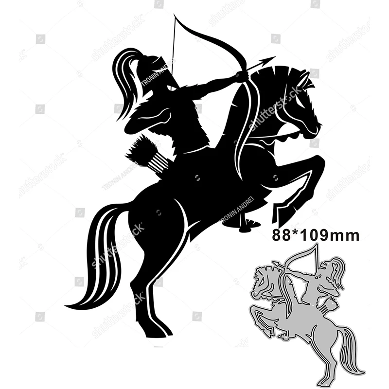 

2021 New Horseback Archery Decoration Metal Cutting Dies for Scrapbooking Paper Craft and Card Making Embossing Decor No Stamps