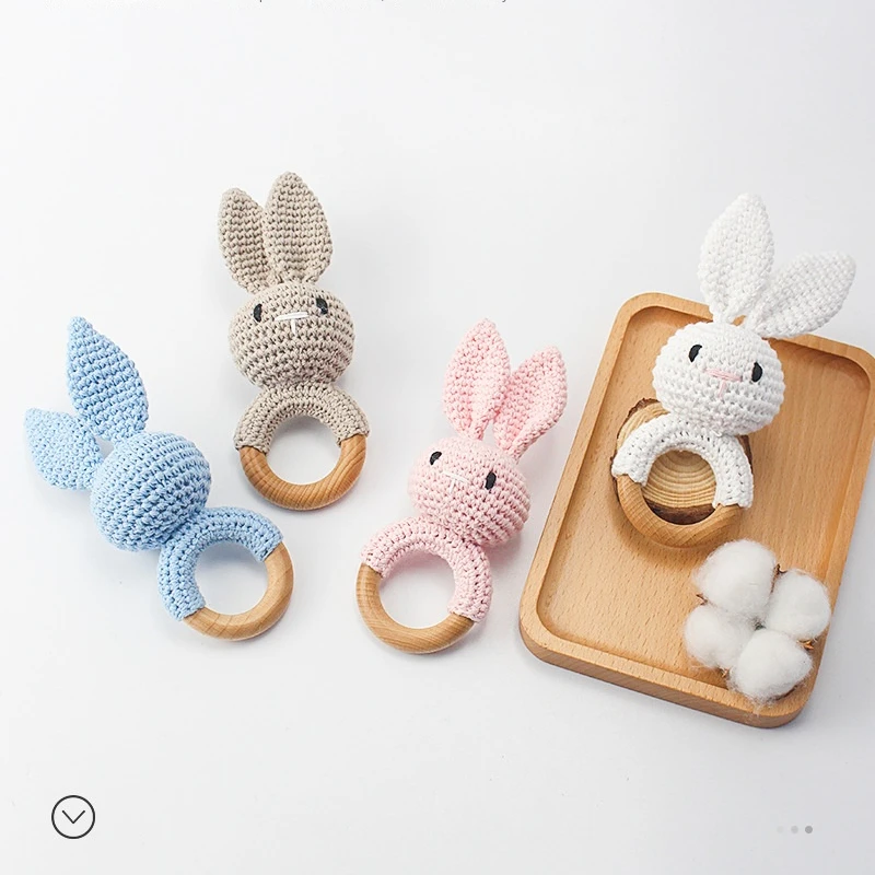 

Baby Rattle Crochet Amigurumi Bunny Rattle Bell Newborn Knitting Gym Toy Educational Teether Baby Mobile Rattle Toy 0-12 Months