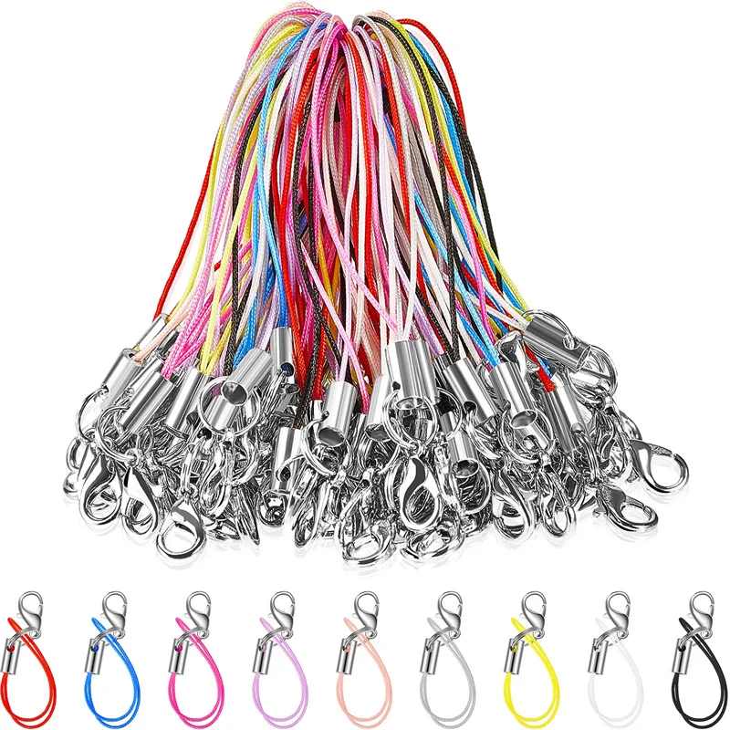 

50/10pcs Multicolor Lariat Mobile Lobster Clasp Hook Buckle Snap Key Chain Cell Phone Lanyard String Cords Strap