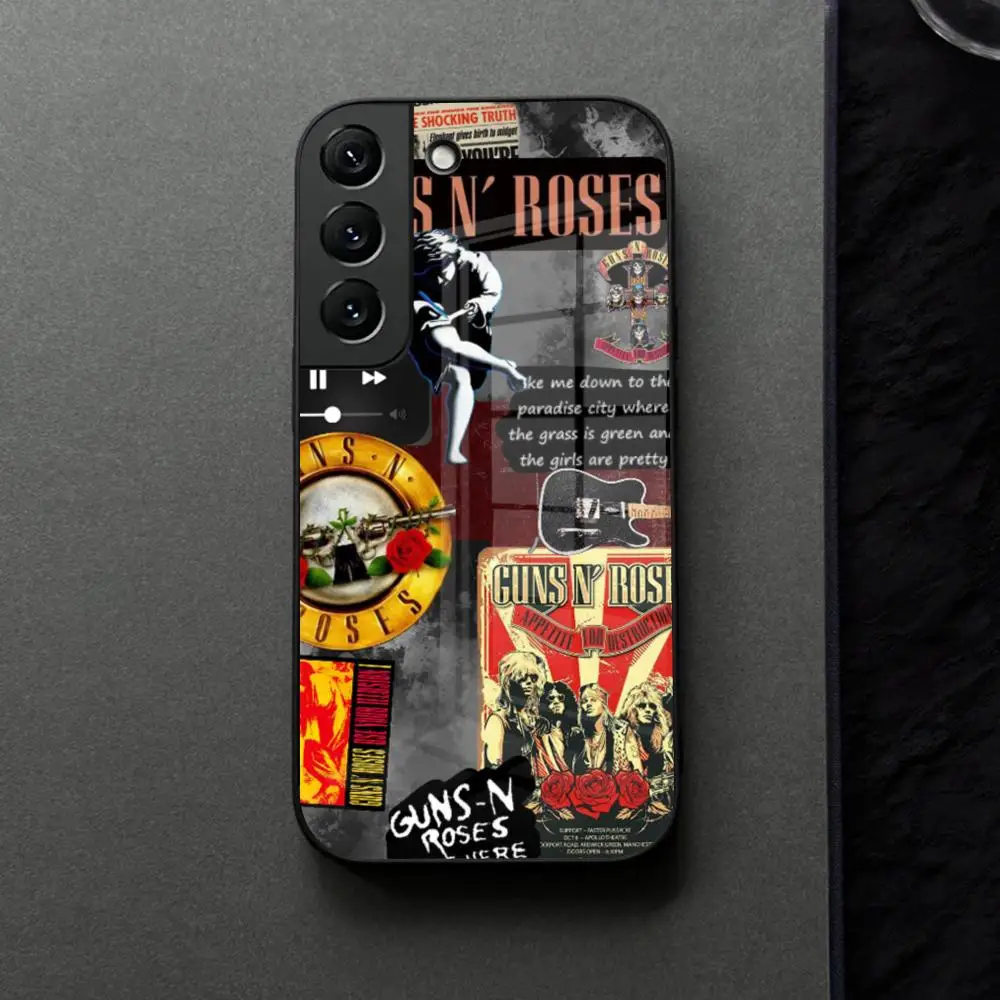 Guns N Roses Rock Band Phone case Glass for Samsung Galaxy S21 S22 S20 S24 S23 Ultra Fe Plus A16 A34 A54 A24 A52 Coque