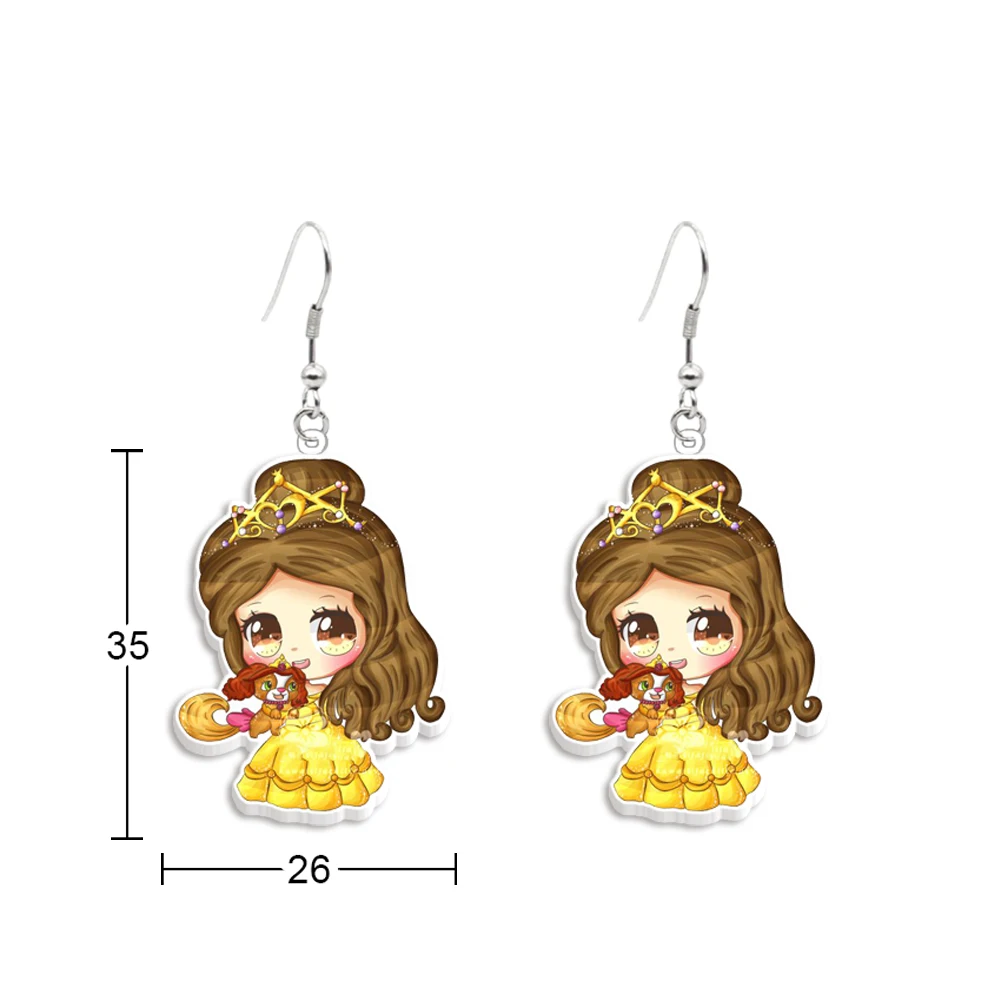 

Различные серьги из смолы с принтом Принцессы Диснея, серьги-подвески с милыми персонажами, серьги ручной работы из акрила и эпоксидной смолы с рыболовным крючком