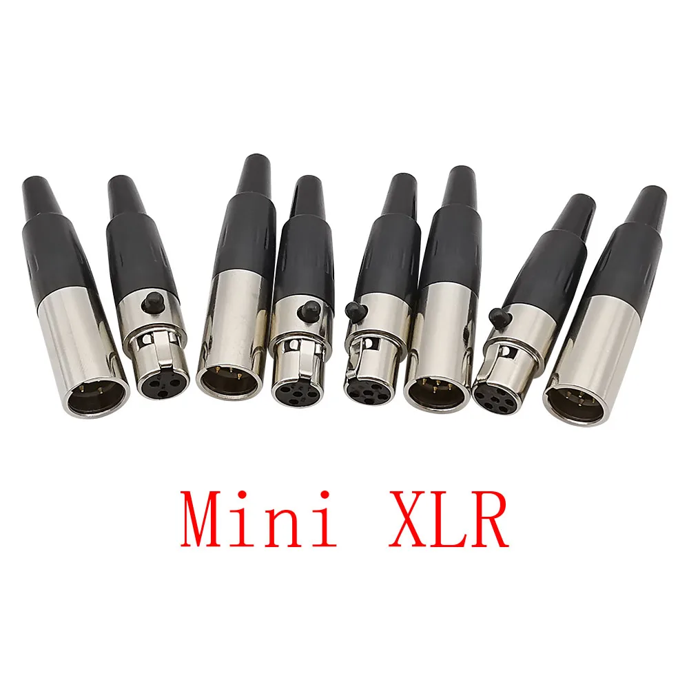 10 пар Мини XLR 3/4/5/6 Pin штекер гнездовой разъем аудио микрофонный кабель паяльный прямой разъем мини XLR адаптер
