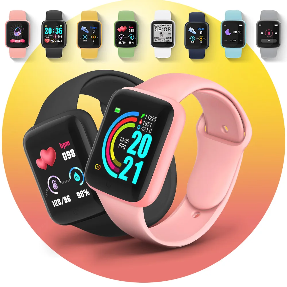 

Wireless Smart Watch Fitness Tracker Watch Heart Rate Blood Pressure Women Macaron Color Bracelet Sports Band for Android IOS
