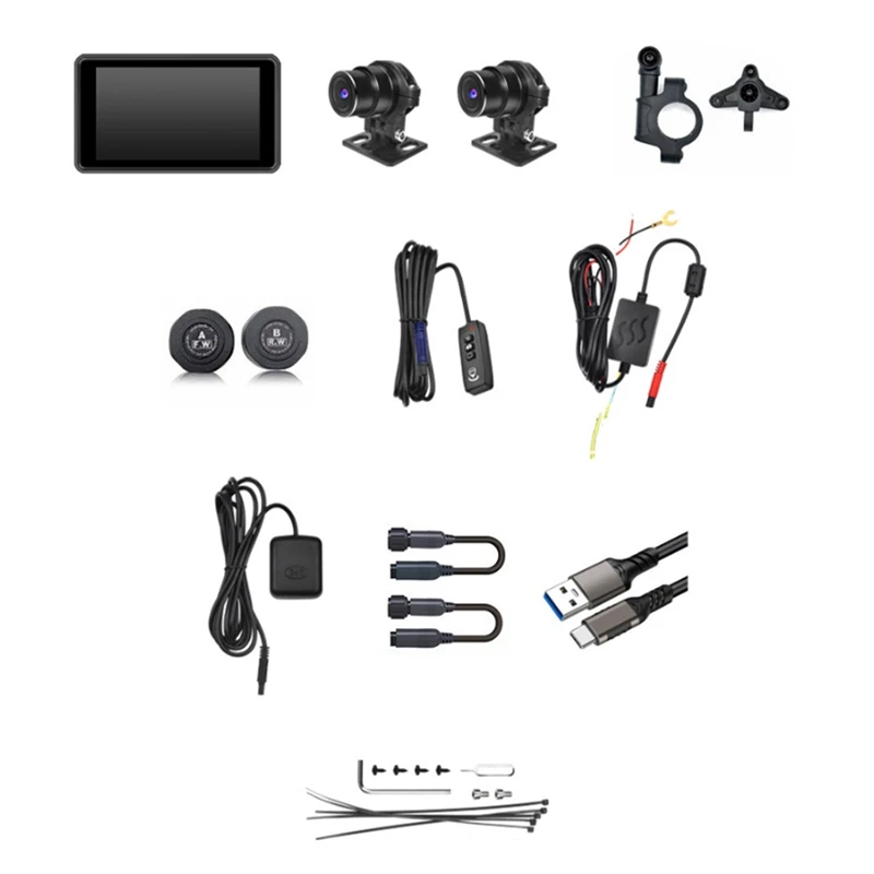 Мотоциклетный видеорегистратор Carplay Android Авто TPMS двойные HD 2K камеры GPS 5-дюймовый