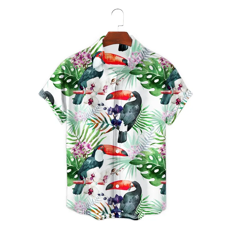 

Summer Digital Printing Hot Sale High Quality Trend Shirt Styles Fruit Watermelon Parrot Cardigan Tops For Men Ladies Summer