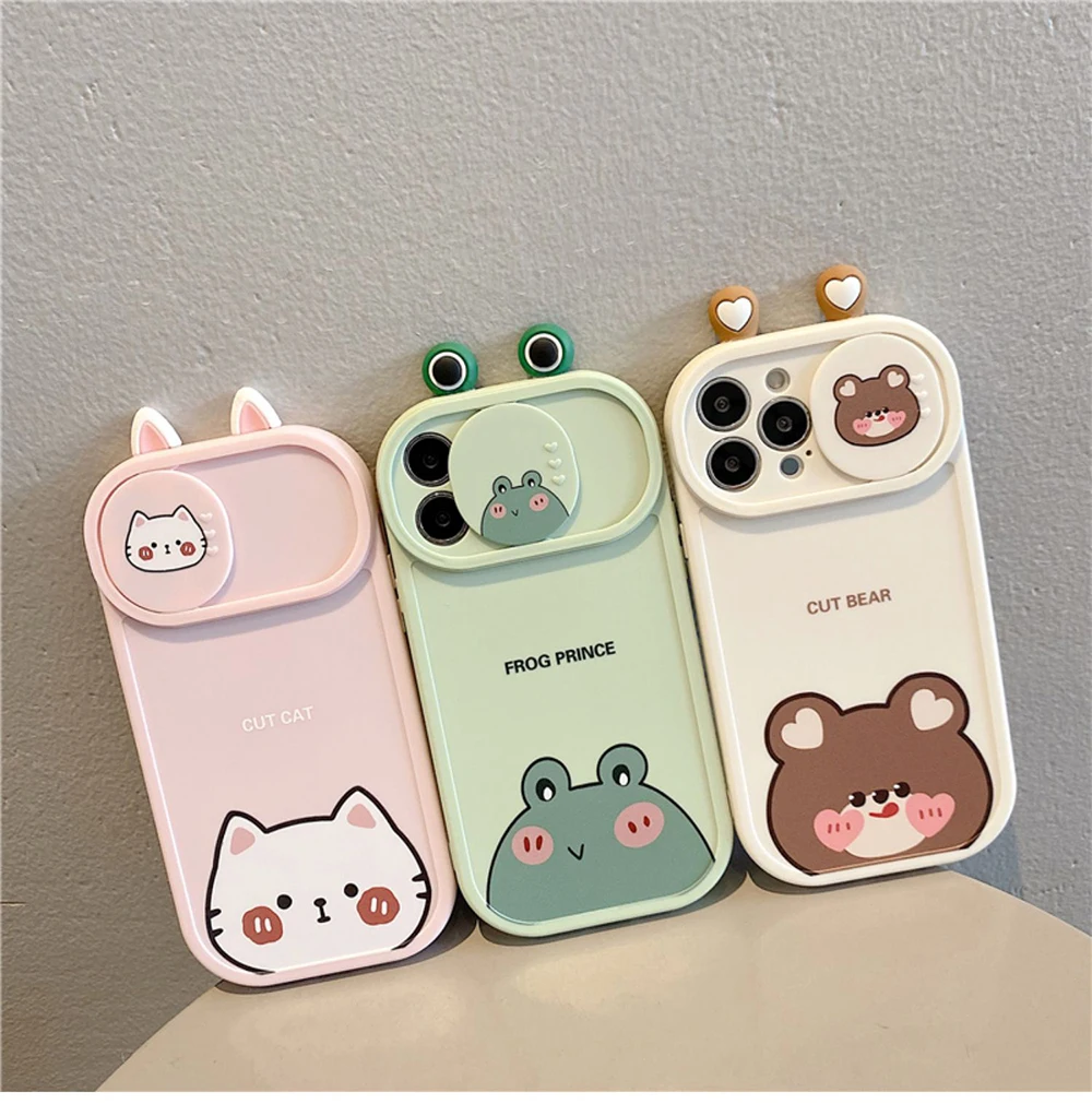 

Cute Bear Funny Frog Cartoon Animals Shockproof Phone Case For iPhone 14 13 12 11 Pro Max Plus X Xs Max Xr Soft Back Cover Case