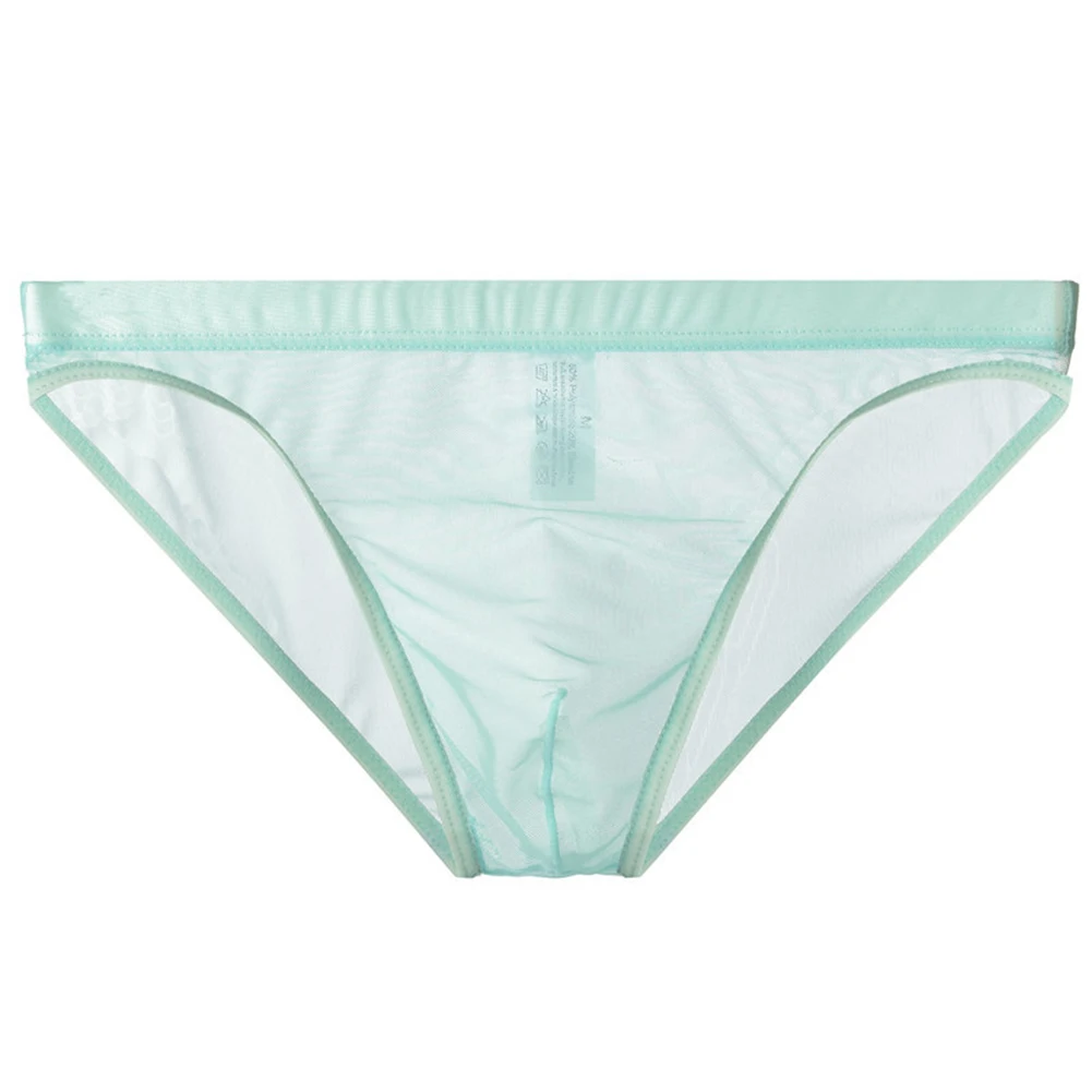 

Men Sexy Thongs Solid Low Waist Mesh Briefs Transparent Ultra Thin Underpants Breathable Underwear Panties Gay Men's Underwear
