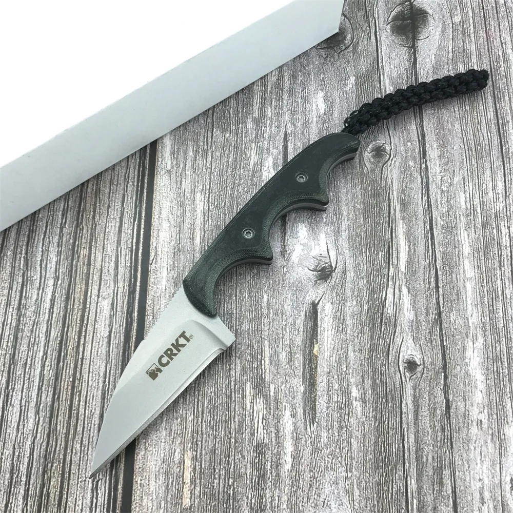 

CRKT 2385 Mini Straight Edge Pocket Knife 8Cr13Mov Fixed Blade G10 Linen Handle with Kydex Sheath Outdoor Practical Hunting Tool