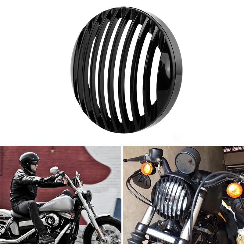

Motorcycle 5 3/4" Black ABS Headlight Grill Cover Lamp Grille Accessories For Harley Sportster XL883 XL1200 XL1200X X48 2004-Up