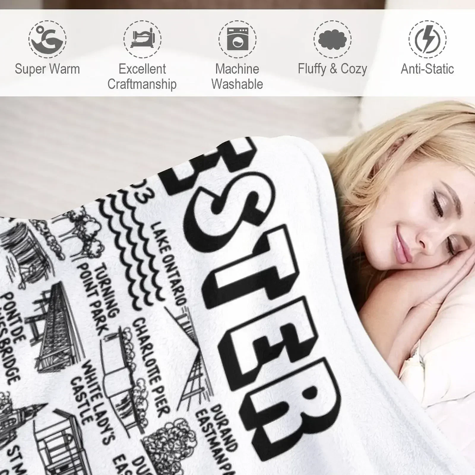 Одеяло Rochester New York Map Art большие свободные одеяла для спального мешка и пледы