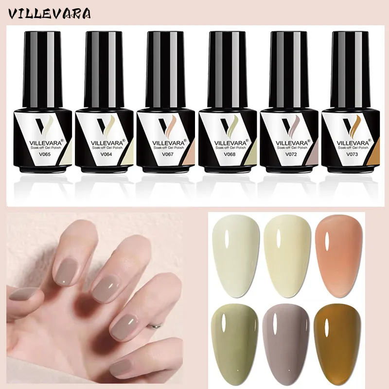 

VILLEVARA 7ML Gel Nail Polish Set 6PCS Semi Permanent Nail Polish Kit Color Hybrid Varnishes Soak Off UV LED Nail Beauty Salon