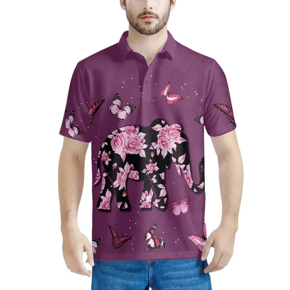 

Мужская летняя рубашка-поло с коротким рукавом и бабочками