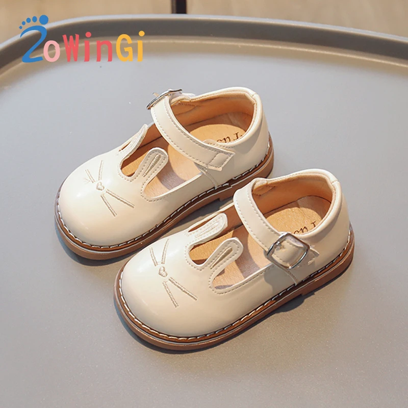 

Детская обувь для девочек, размер 21-30, Симпатичные шлепанцы с кроликом для девочек, блестящая обувь с круглым носком на платформе, износостойкая обувь для девочек