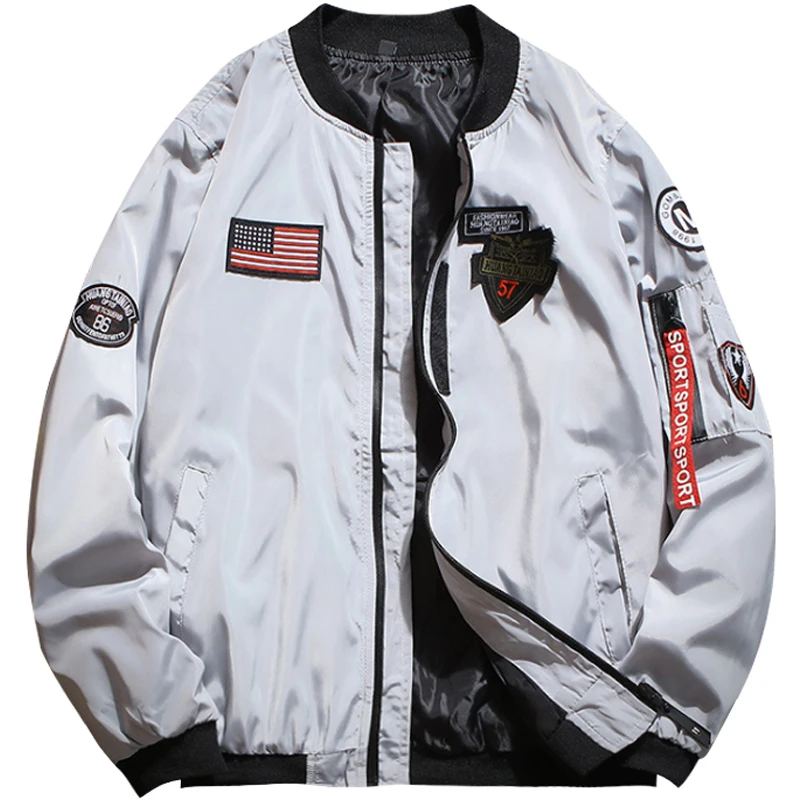 

Oversized Military Zipper Coats Men Cotton Padded Pilot Army Bomber Jackets Varsity Coat Casual Loose Embroidery Baseball Jacket