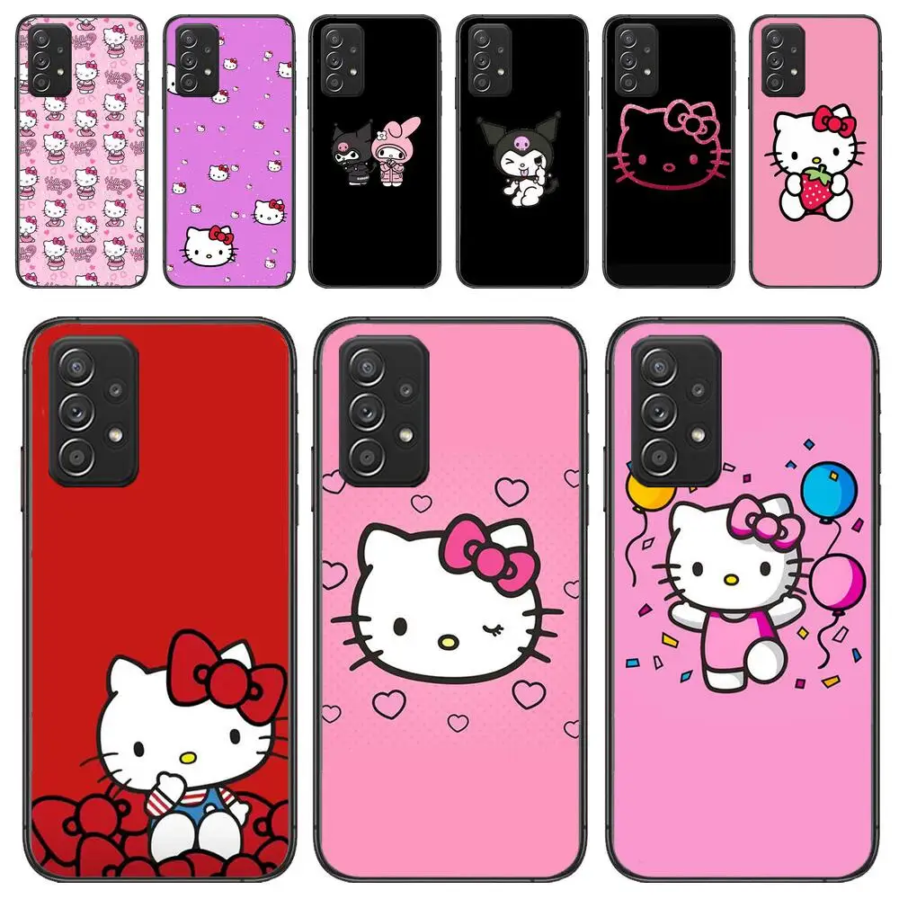 

hello kitty Black phone case for Samsung Galaxy A51 A50 A52 5G A20E A60 A20S A71 A40 A40S A90 A70 A32 A30 A70 A21S phone case