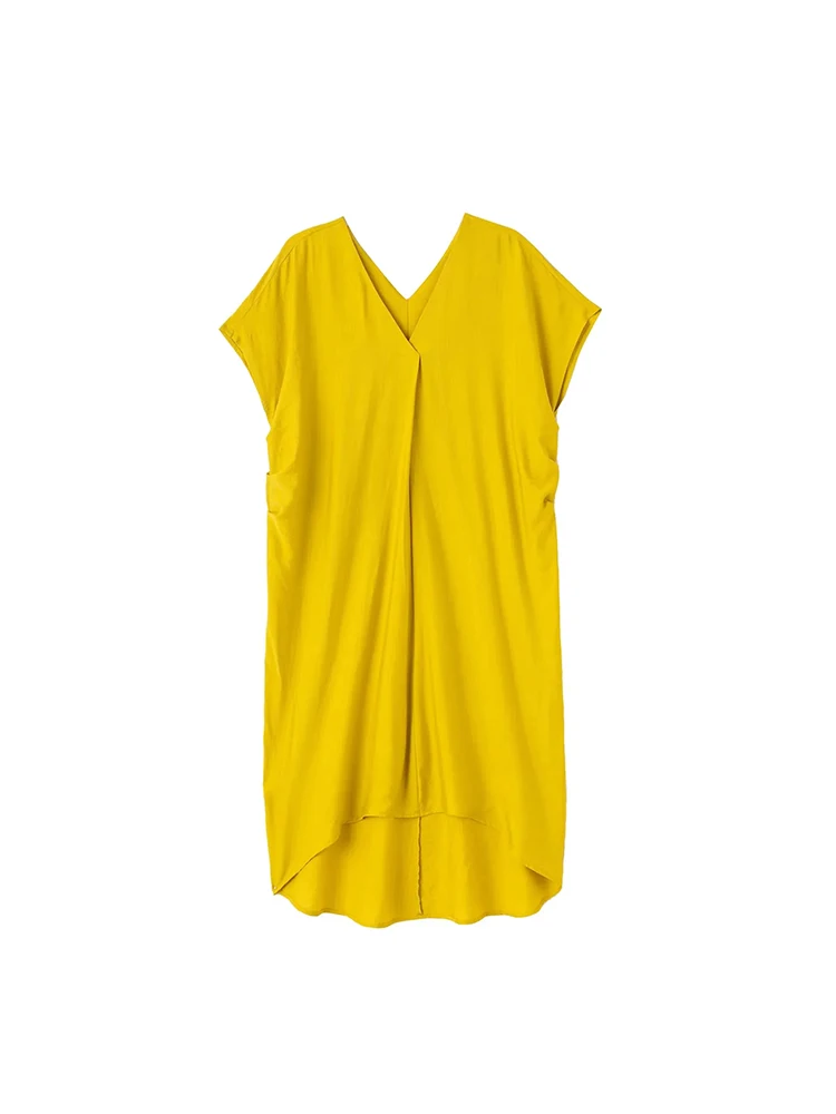 

TRAF Women Dress 2022 Summer New Fashion Loose Fit Linen Dresses Vintage Short Sleeve Lacing Female Party Dresses