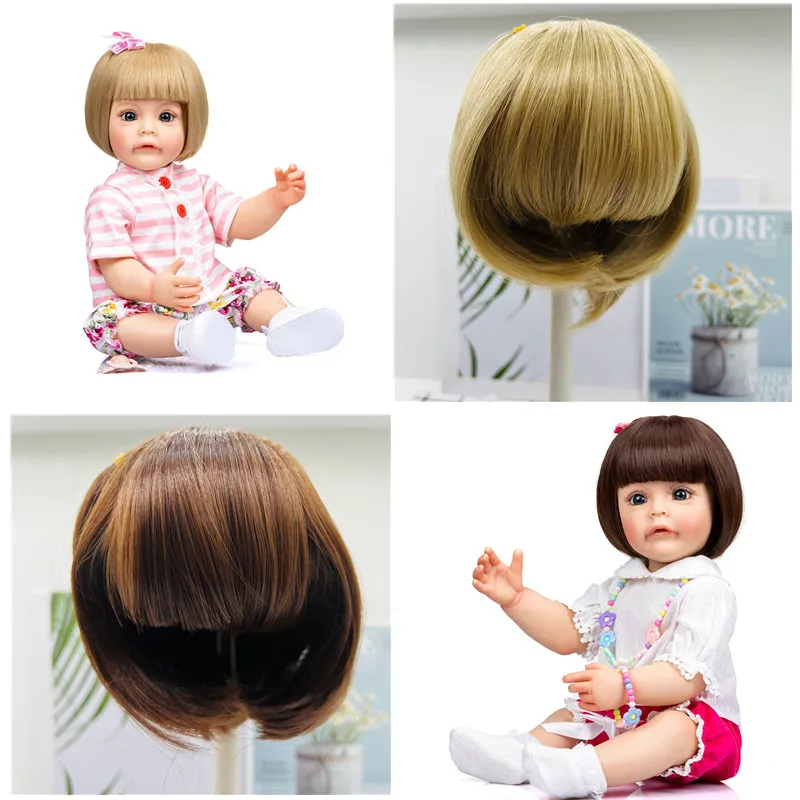 

Golden and Brown Color BOB Hair Wig For 45-55cm Reborn Doll High Quality Reborn Baby Dolls Sticked Hair Wig DIY Doll Accessories
