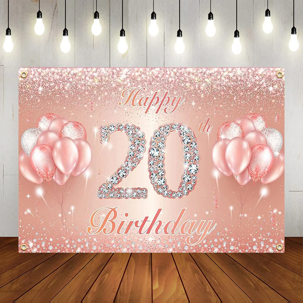 

Фон для фотосъемки с надписью «Happy 20th Birthday»