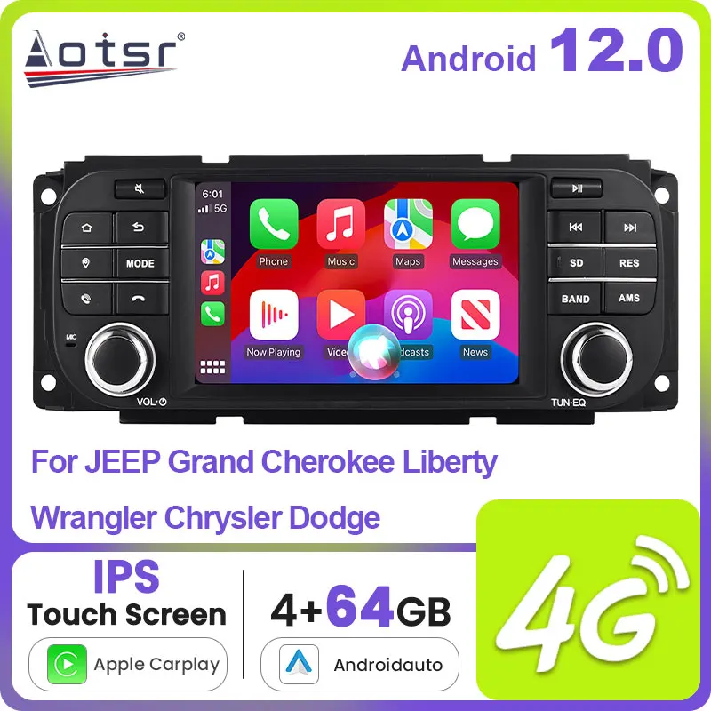 5 - дюймовый Android 12 для JEEP Grand Cherokee Freedom Пастырь Крайслер Додж Автомобиль Радио GPS