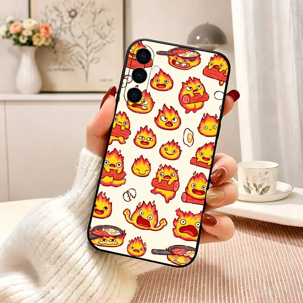 Фото Чехол для телефона Howls Moving Castle Calcifer для Samsung Galaxy A73, A72, A71, A70, A53, A52, A51, мягкий силиконовый черный чехол №3