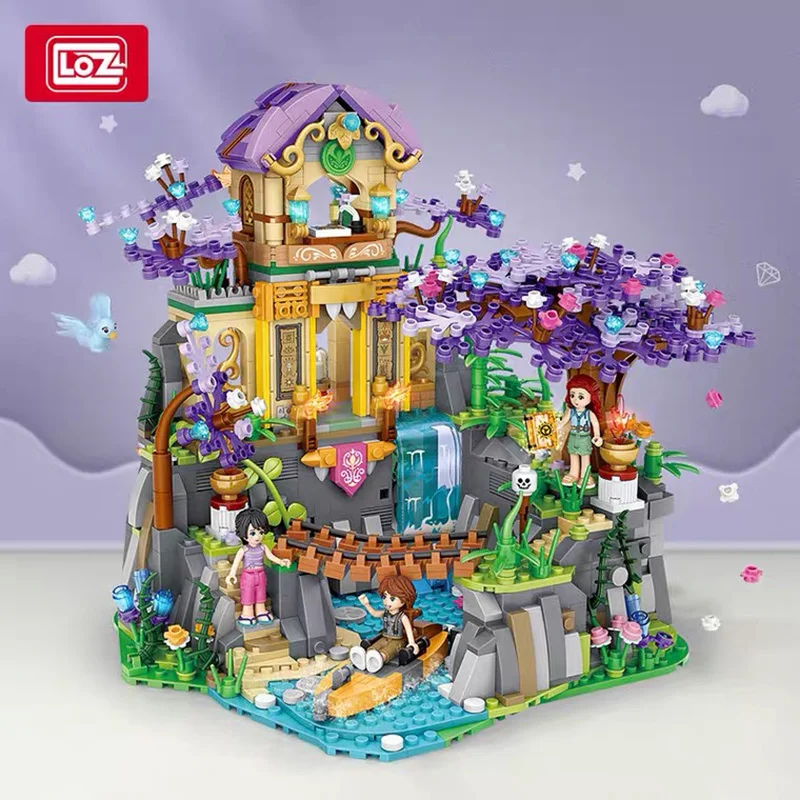 

LOZ City Forest Temple Mini Blocks Juguetes Bridge Waterfall Architecture Assembly MOC Building Bricks Toys for Kids Xmas Gifts