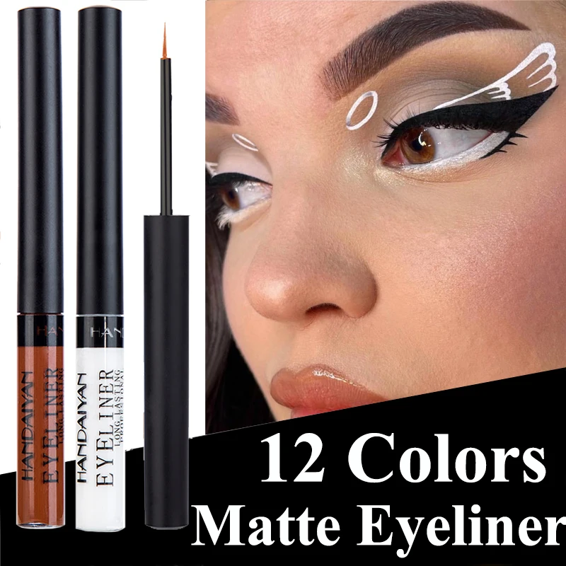 

Fast Drying Matte Liquid Eyeliner Pen 12 Colors Waterproof Lasting Blue White Pink Neon Smooth Eyliner Pencil Makeup Cosmetics