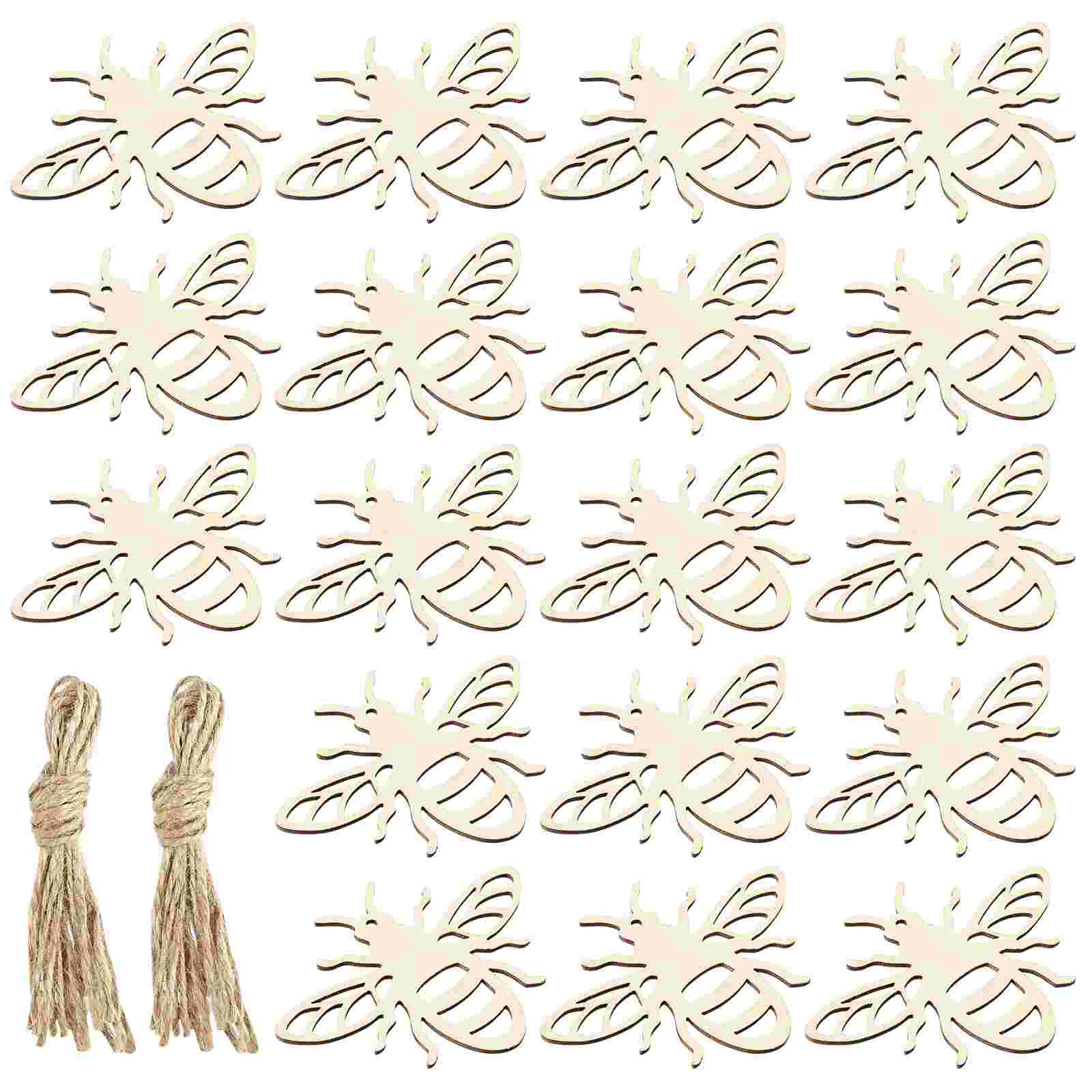 

20pcs Bee Decorations Hanging Crafts Unfinished Wood Ornaments Wooden Bee Crafts Hanging Decor