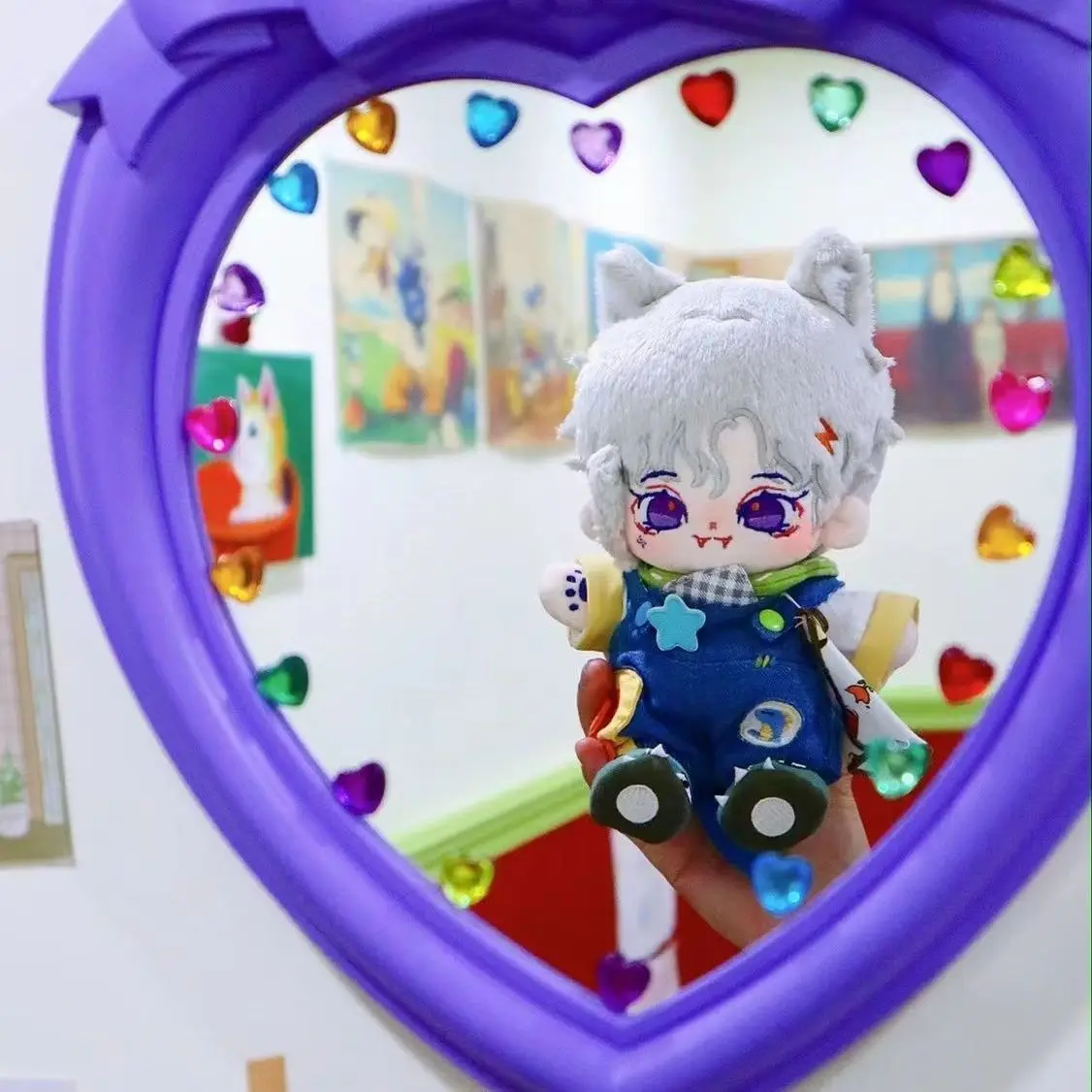 

20cm Cute Plush No Attributes Purple Eyes Animal Ears Plush Doll Stuffed Toy IDOL Fans Collection Gift