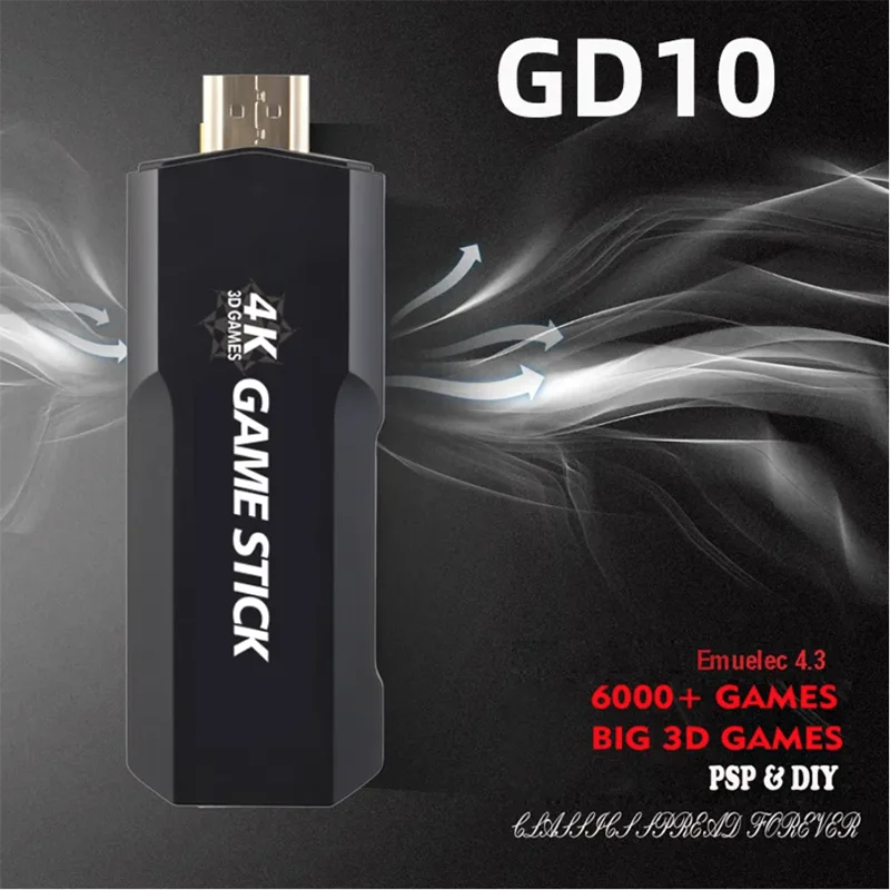 

Retroid Video Game Stick Console With Wireless Controllers 4K HDTV Output 50 Emulators 40000+ Games For PS1/N64/DC