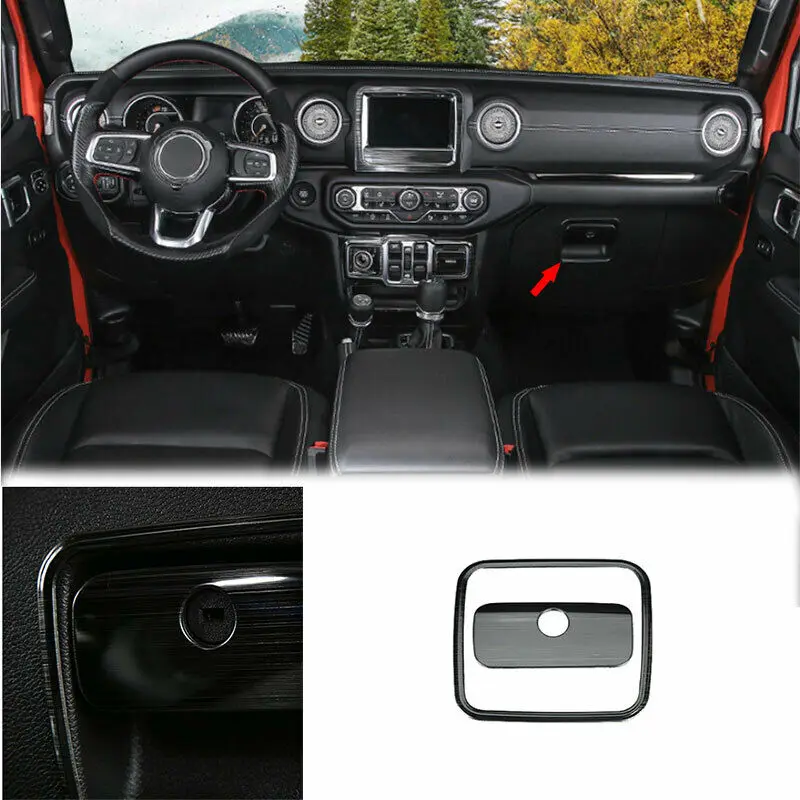 

Black Titanium Co-pilot Storage Box Handle Trim For Jeep Wrangler JL 2018-2020