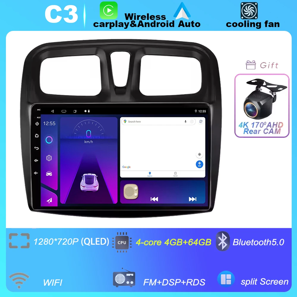 

Автомобильное радио Android 15 для Renault Sandero 2 Logan 2012-2019 2Din Android Автомагнитола DVD GPS-навигатор Player Carplay