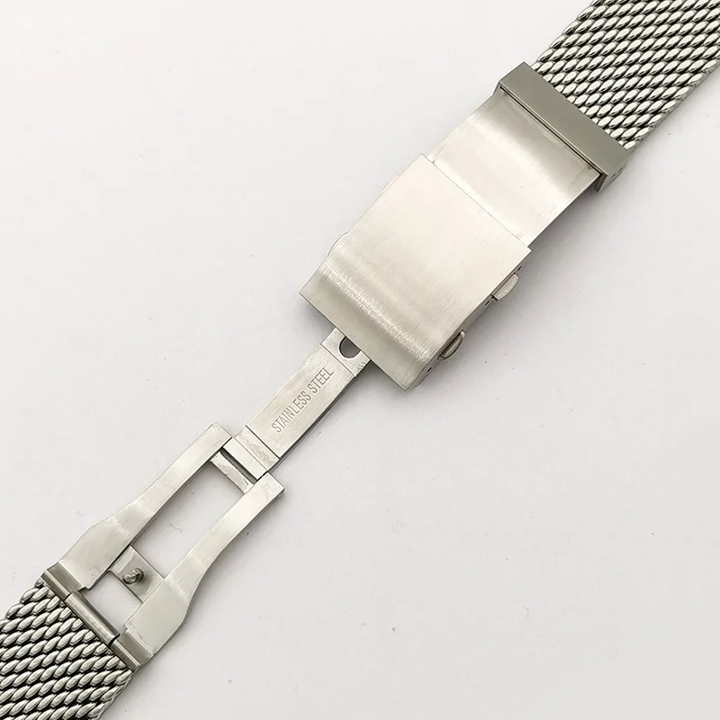 316L Stainless Steel 22MM Silver Thick Mesh Shark Extension Buckle Watch Band With Quick Release Bar Fit For SKX007 Dive Watch