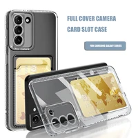 transparent card holder slot phone case for samsung galaxy s21 s22 s20 ultra fe plus note 20 10 9 8 plus ultra silicone cover