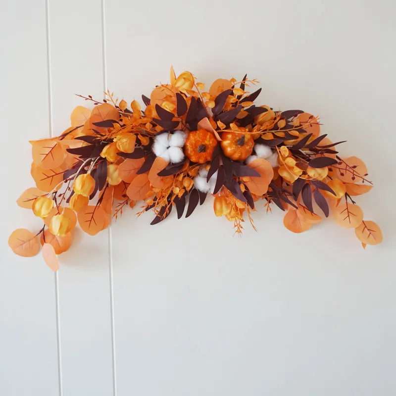 

1PC Artificial Autumn Maple Leaves Garland Vine Hanging Plant Halloween Fireplace Decoration Christmas Home Decor Ornament Prop