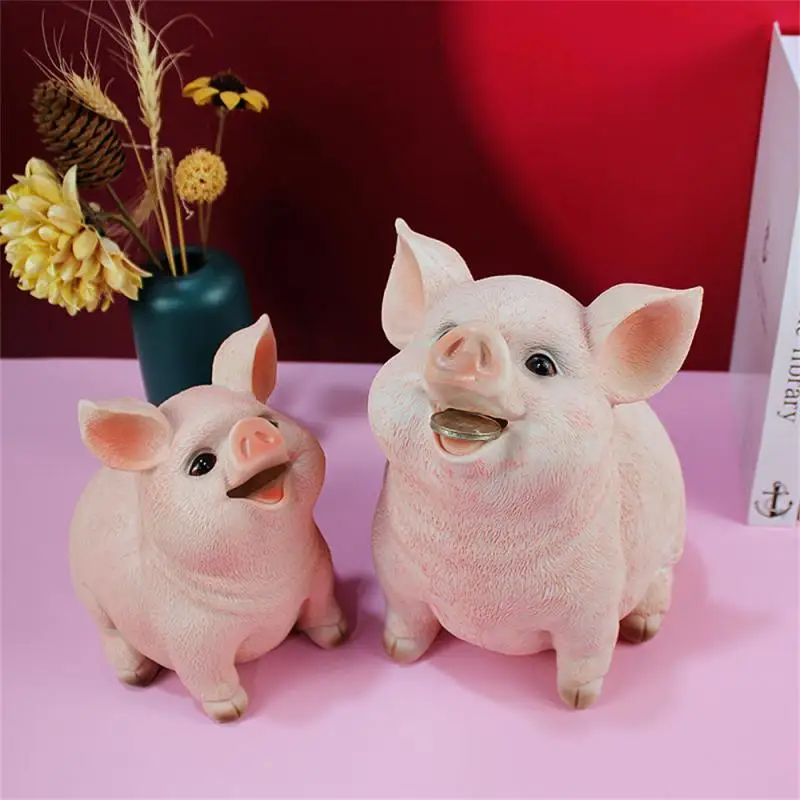 

Resin Piggy Bank Figurines Piggy Bank Cute Pig Piggy Bank Crafts Coin Bank Pig Shaped Money Box Kids Gift Home Decoration