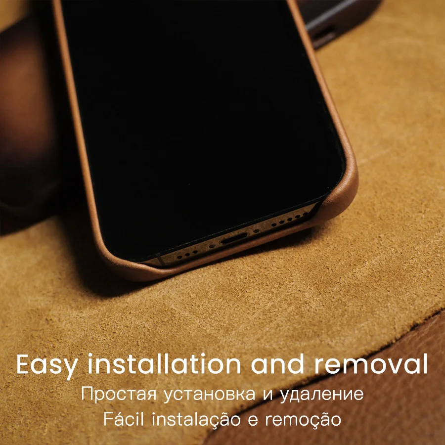 YMW Handmade Case for iPhone 13 14 Pro Max Plus Magnetic Oil Wax Genuine Leather Luxury Business Retro Pull-up Cow Phone Cover