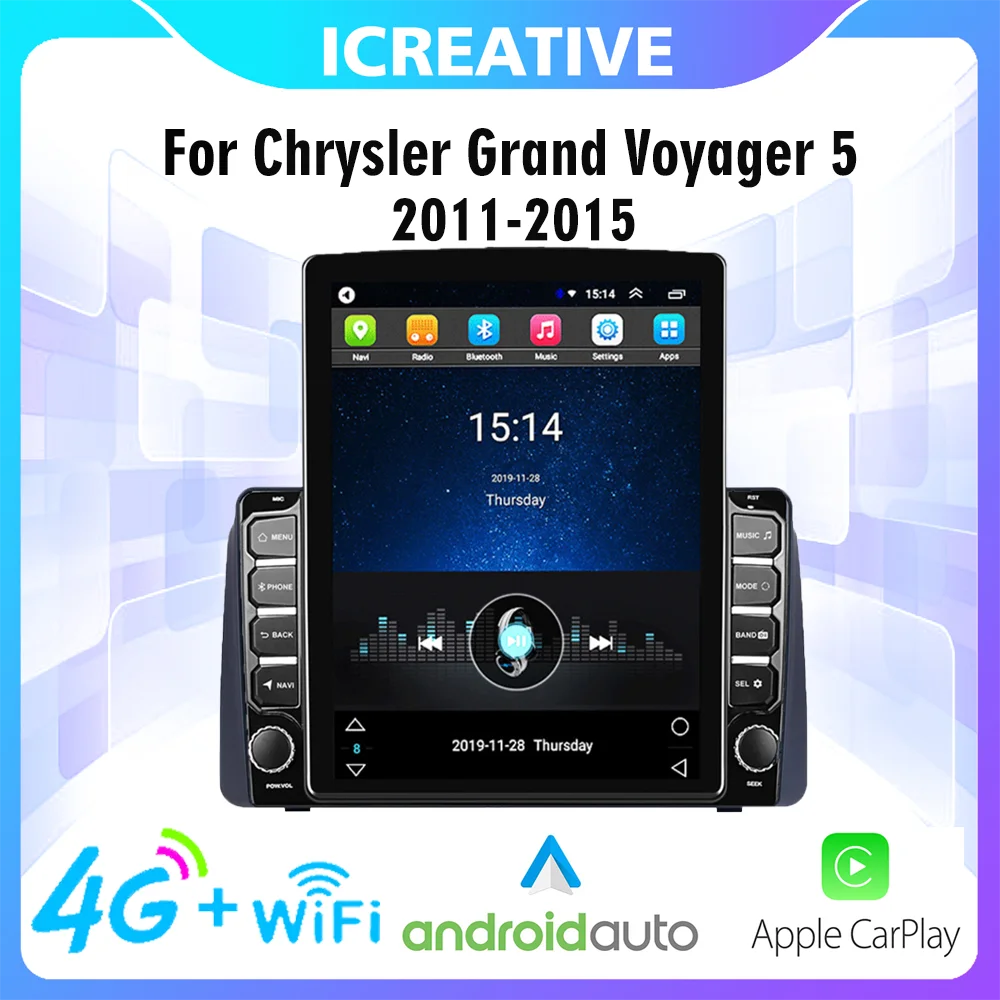 

Автомобильный мультимедийный плеер 4G Carplay, для Chrysler Grand Voyager 5 2011-2015, 2 Din, 9,7 дюйма, экран Tesla, GPS-навигатор, Wi-Fi, Android